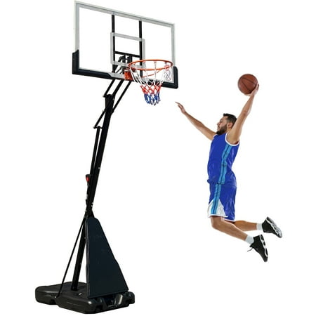 HONGGE 60 in. Portable Basketball Hoop System, 7.5 - 10 ft. Height Adjustable