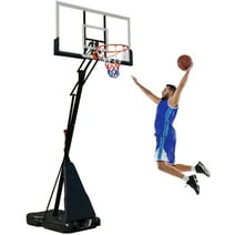 HONGGE 60 in. Portable Basketball Hoop System, 8 - 10 ft. Height Adjustable