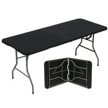 HONGGE 6ft Folding Table for Indoor Outdoor Camping Party , Black