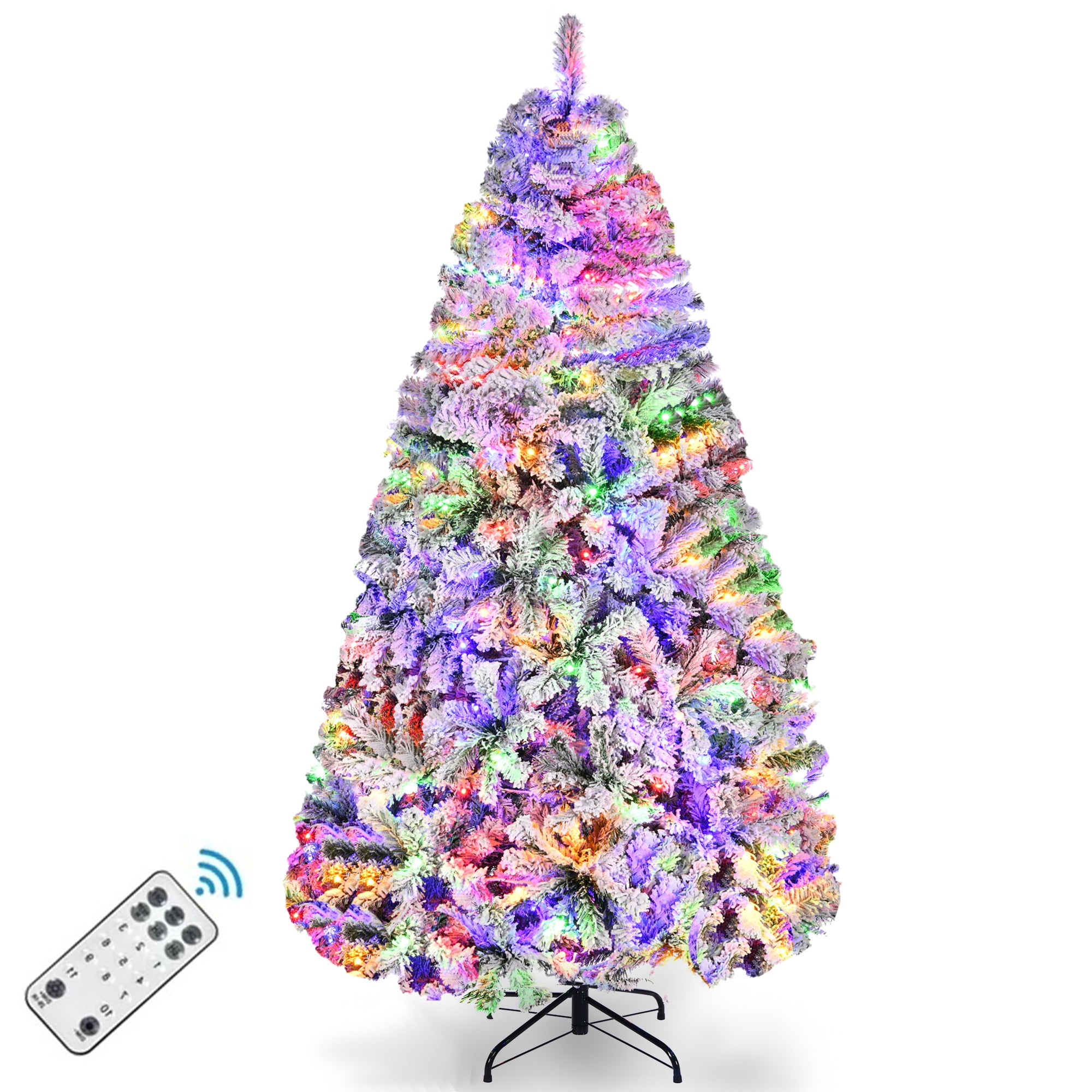 HONGGE 6ft PreLit Holiday Christmas Tree, Artificial Snow Flocked