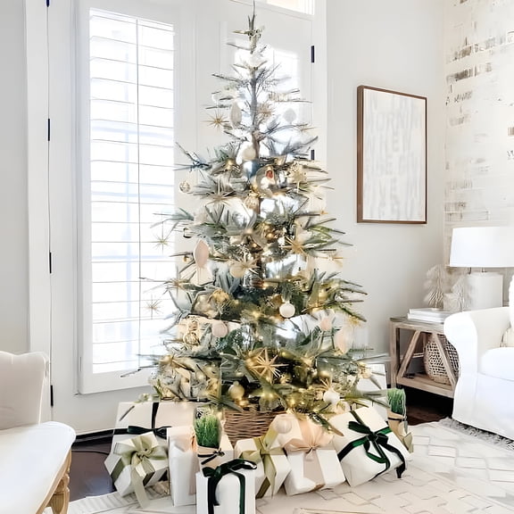 SUGIFT 7ft Unlit Artificial Fir Christmas Tree, Classic Green Indoor Holiday Decor