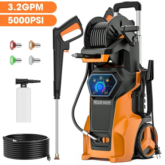 HONGGE Electric Pressure Power Washer - 5000 PSI MAX 110V 3.2 GPM Power Washer Electric Powered, Orange