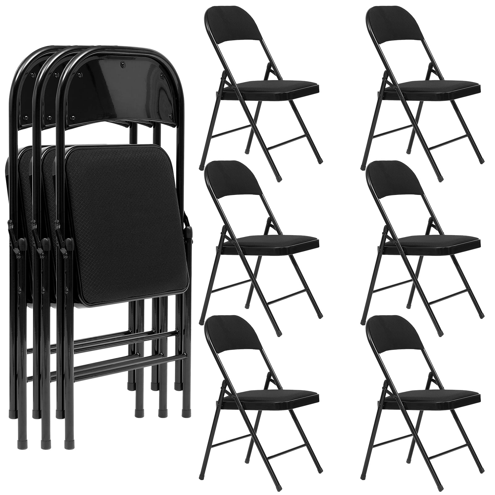 HONGGE Folding Chairs with Padded Seats 6 Pack Fabric Padded Folding