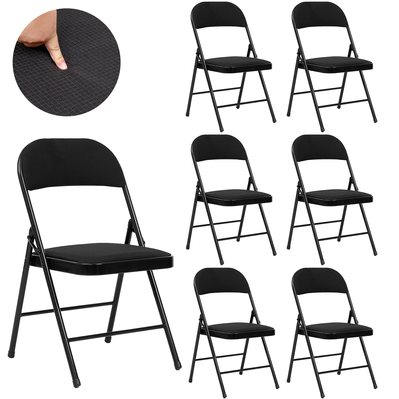 HONGGE Folding Chairs with Padded Seats 6 Pack Fabric Padded Folding