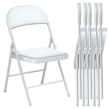 HONGGE Steel Indoor Folding Chair, White (Set of 6)