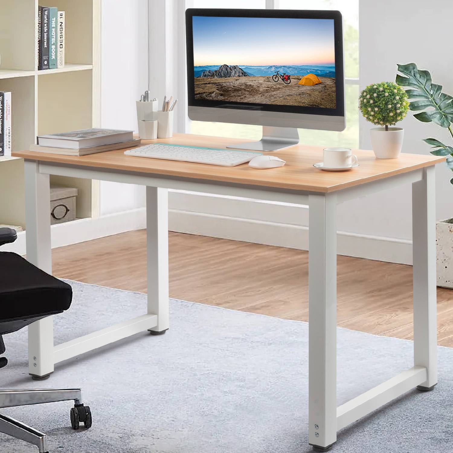HONGGE Wood Computer Desk Office Table, Study Writing Table for Home ...