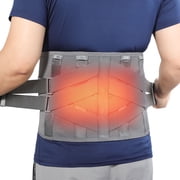 HONGJING Back Support Brace with Heating and Rechargeable Battery, for Lower Back Pain Relief, Gray, L