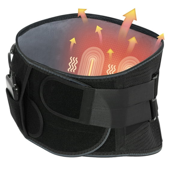 HONGJING Heated Lumbar Massager Brace for Lower Back Pain Relief, Cordless Back Vibration Massage Belt with 3 Heating Modes and 4 Massage Modes for Sciatica and Scoliosis-L