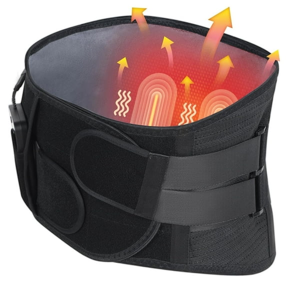 HONGJING Massage Back Brace for Lower Back Pain Relief, Cordless Heated Massage Belt with 3 Heating Levels, 4 Massaging Modes for Sciatica, herniated disc -XL