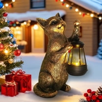 HONGLAND Cat Solar Garden Statues,Resin Cat Figurine with Solar Light,Outdoor Lawn Yard Balcony Decor,Gift for Mom