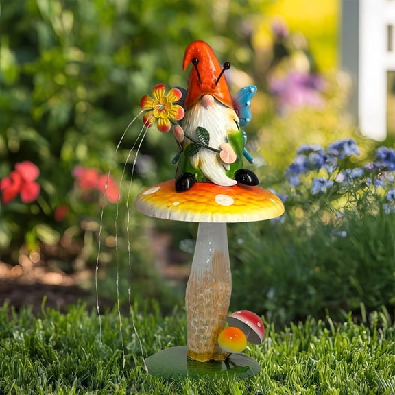 HONGLAND Solar Garden Gnome with Lights, Waterproof Mushroom Decor for Yard Patio Lawn, Gift