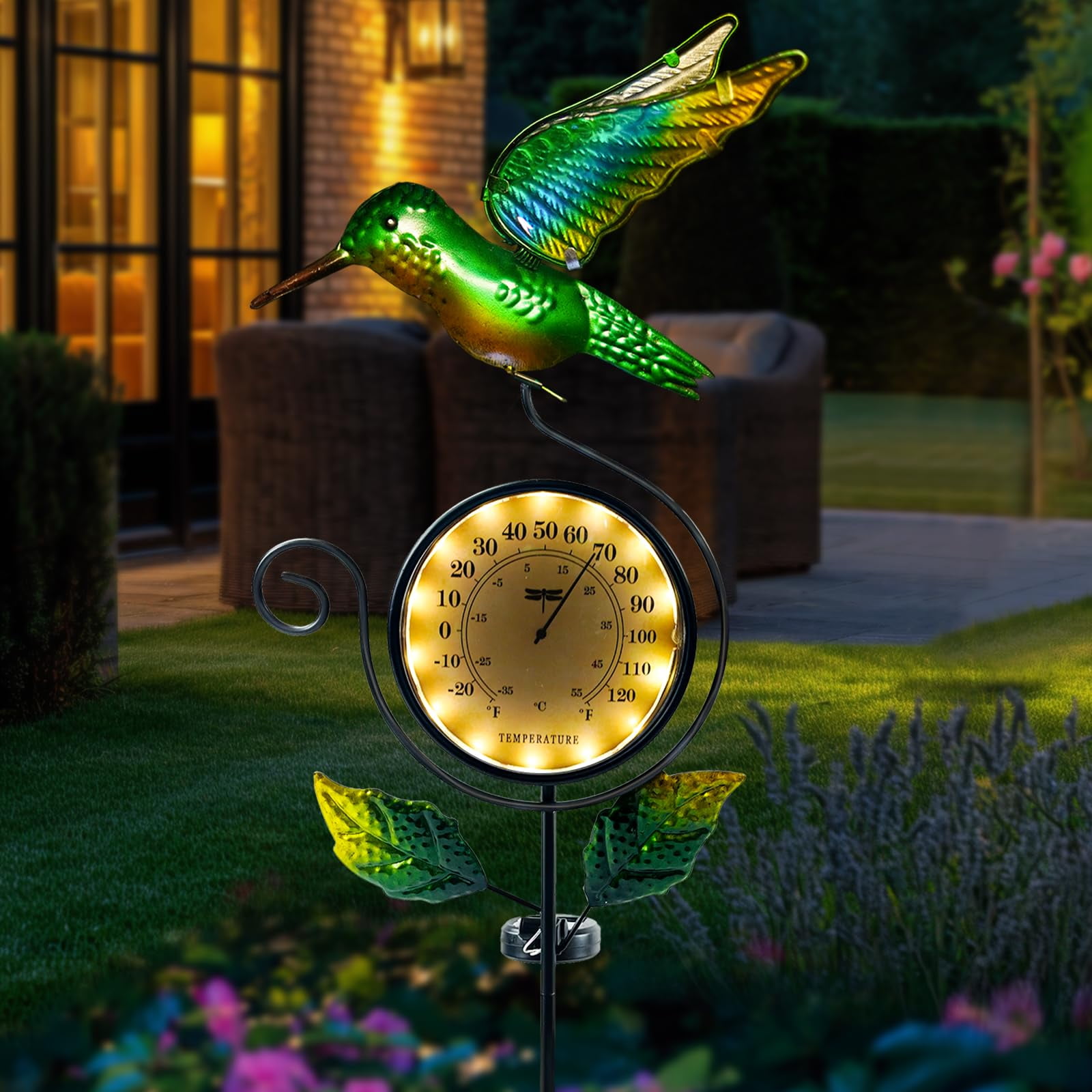 GraviDus Solar Thermometer Mit LED Display - Wetterstation Für Garten Und Balkon