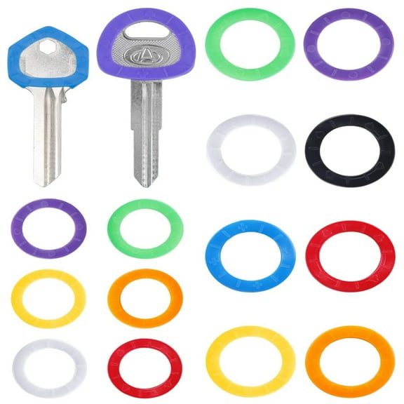 HONGLIN 24 Pack 0.8 Inch Round Key Caps Covers Key Identifiers Markers Protectors for Small Regular Round Flat House Keys, 8 Colors