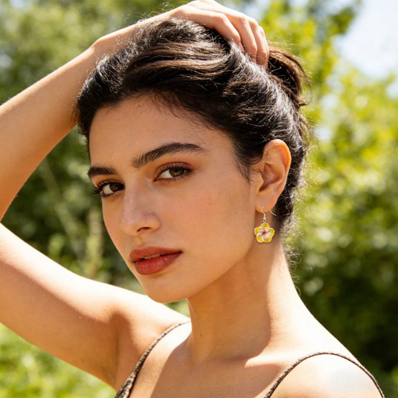 HONGLIN 2D Acrylic Artificial Flower Dangle Earrings Set, Lightweight Floral Drop Earrings for Women (Style C)