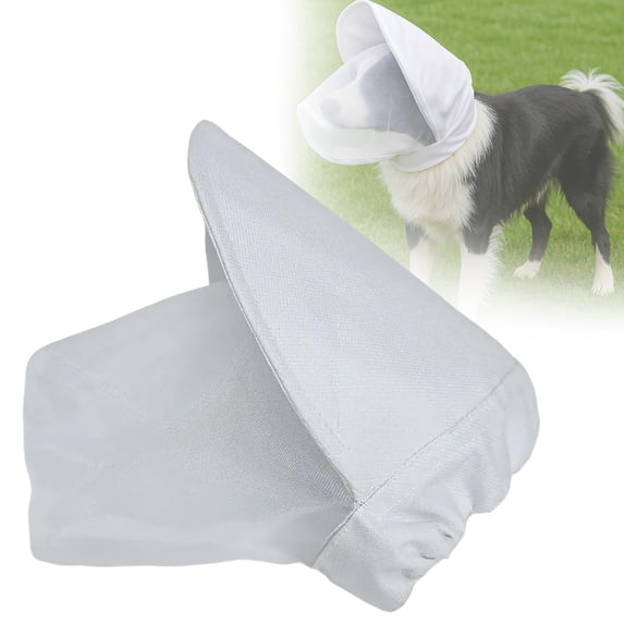 HONGLIN Adjustable Dog Hood, Breathable Mesh Head Cover for Small to Medium Dogs, Protective Dog Face Mask for Foraging and Outdoor, XL, White