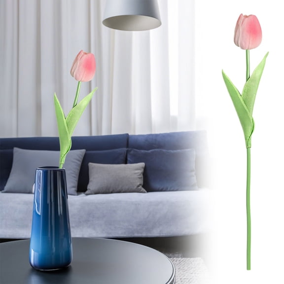 HONGLIN Artificial Tulip Bouquet, Fake Flowers for Wedding Home Party Table Decor (Light Peach Gradient)