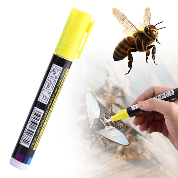 HONGLIN Bee Marking Pens, Quick Dry Paint Markers for Beekeeping, Non Toxic Fluorescent Marker for Hive Management and Queen Marking, Yellow