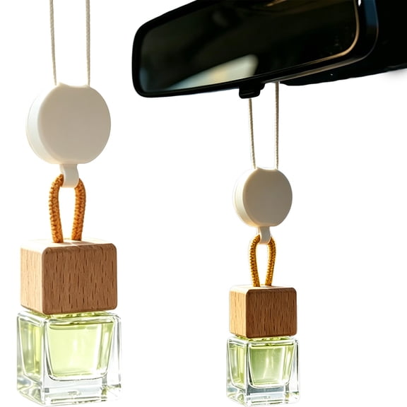 HONGLIN Car Oil Diffuser, Hanging Car Air Freshener Diffuser, Essential Oil Diffuser for Car Rearview Mirror, Glass Bottle with Wooden Cap