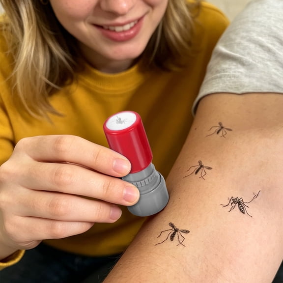 HONGLIN Joke Stamp, Self Inking Prank Stamp with Realistic Mosquito, Novelty Stamp for Party Pranks and Gag Gifts, Red