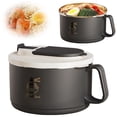 thumbnail image 1 of HONGLIN Lunch Box for Men Women, 37.2 oz Bento Style Bowl with Foldable Spoon Fork, Leak Proof Food Storage Container for Work Travel, Black, 1 of 7