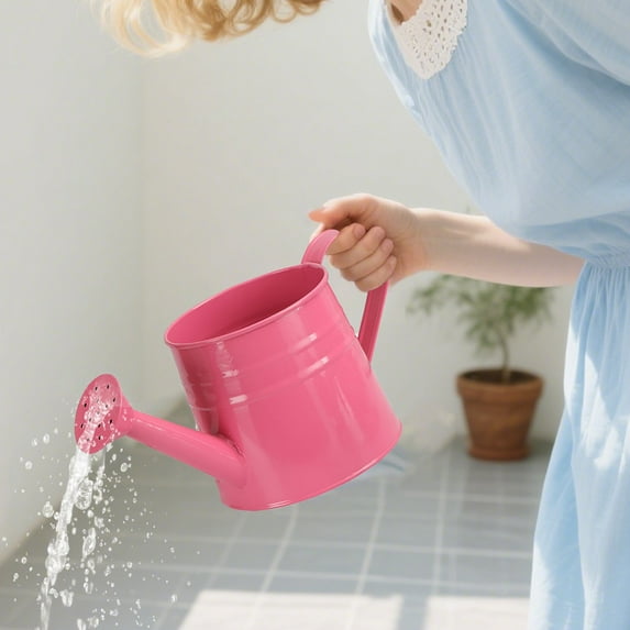 HONGLIN Metal Watering Can, One Gallon Watering Cans Stainless Steel for Outdoor Indoor Garden Plants Watering Pink
