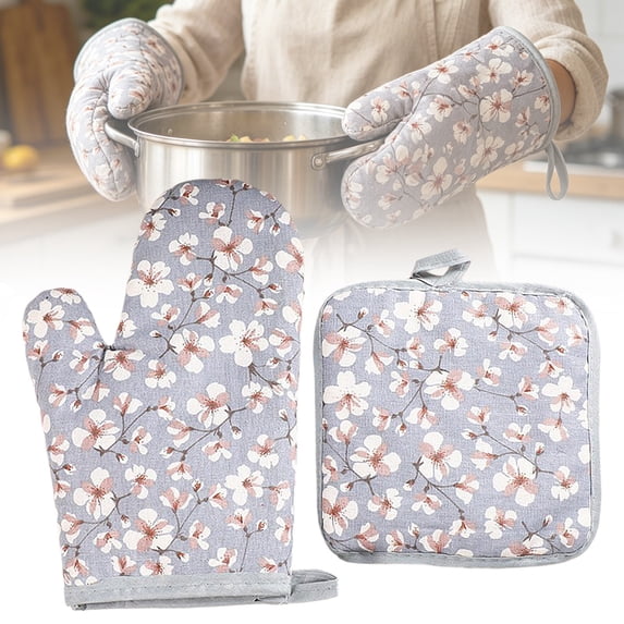 HONGLIN Oven Mitts, Heat Resistant Cooking Gloves For Kitchen And BBQ, Non Slip Oven Gloves For Grilling Baking And Camping Essentials