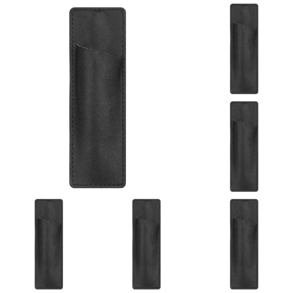 HONGLIN Pen Sleeve, Leather Pocket Protector with Strong Magnet, Pen Holder for Notebook and Organizer for Office and Travel, Black, 5 Pack