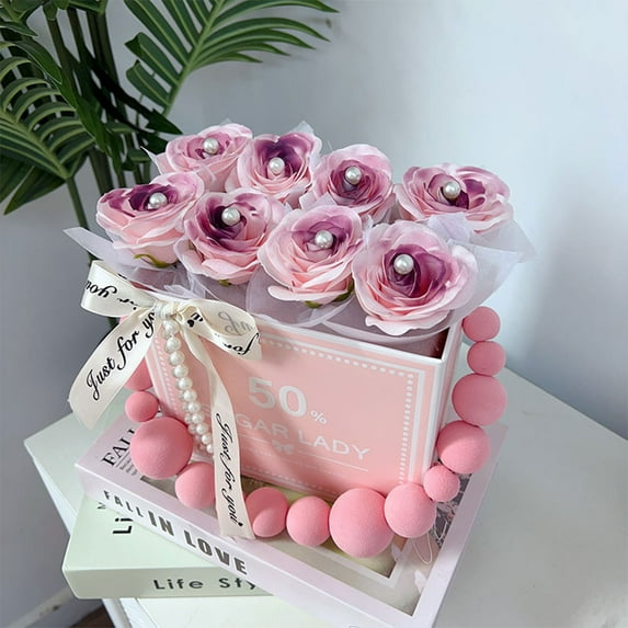 HONGLIN Purple Rose Soap Flower Gift Box Luxury Artificial Floral, Elegant Gift for Valentine's Day Anniversary Birthday Wedding