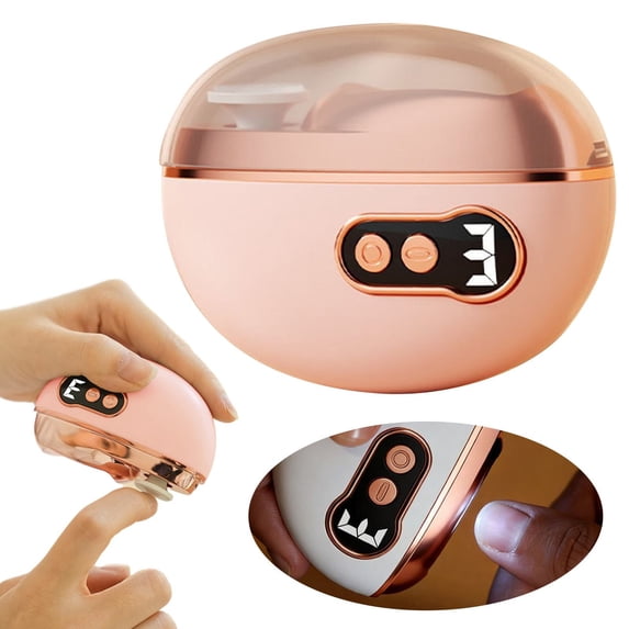 HONGLIN Rechargeable Automatic Nail Clipper, Electric Nail Trimmer for Seniors and Adults, LED Light Toenail Cutter with Buffing and Polishing, Pink