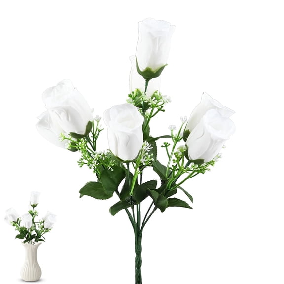 HONGLIN Rose Bouquet Fabric Artificial Hydrangea Flower Wedding Bride Bouquet Rose Flower with Bouquets Arrangement for Home Table Centerpieces Wedding Birthday (White)