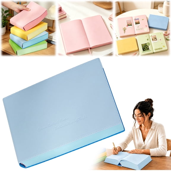 HONGLIN Thick Journal, A5 Hardcover Notebook with 720 Pages, PU Leather Notebook with Colored Pages and Bleedproof Paper, Blue