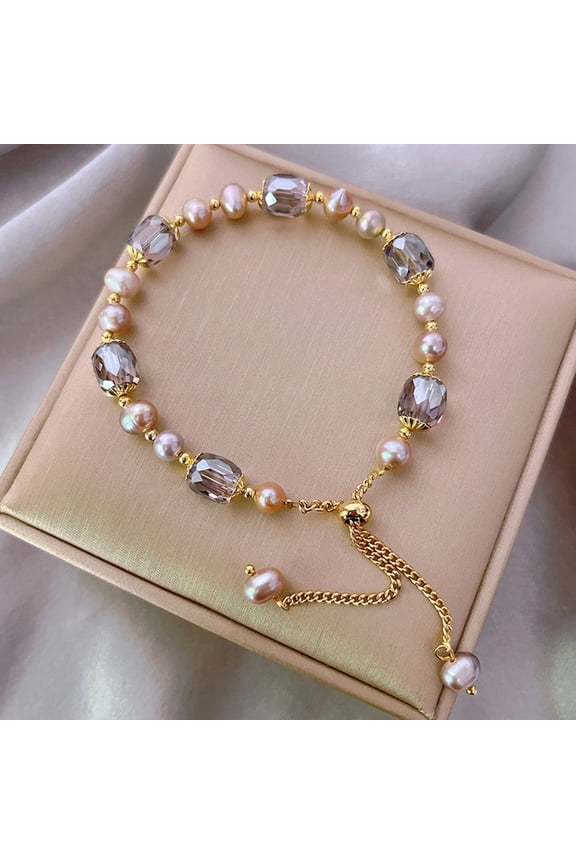 Vintage Pearl Bracelet, Purple Bangle Adjustable for Women, Fashion Boho Jewelry Bracelet, Elegant Gift for Women and Teens
