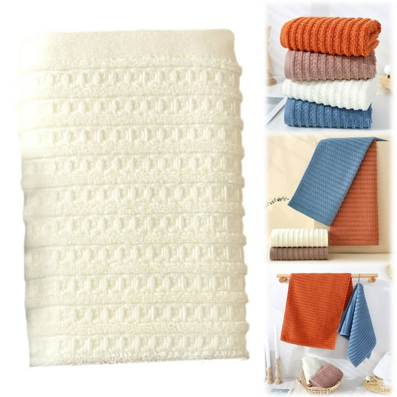 HONGLIN Waffle Bathroom Hand Towels (Ivory) – Cotton, Soft, Lightweight, Lint Free, 13” X 29”