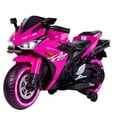 thumbnail image 1 of HONGLONG 12V Kids Toys Motorcycle, Electric Ride on Toys with Training Wheels,Manual Throttle, for 3-6 Years Boys Girls,Pink, 1 of 11