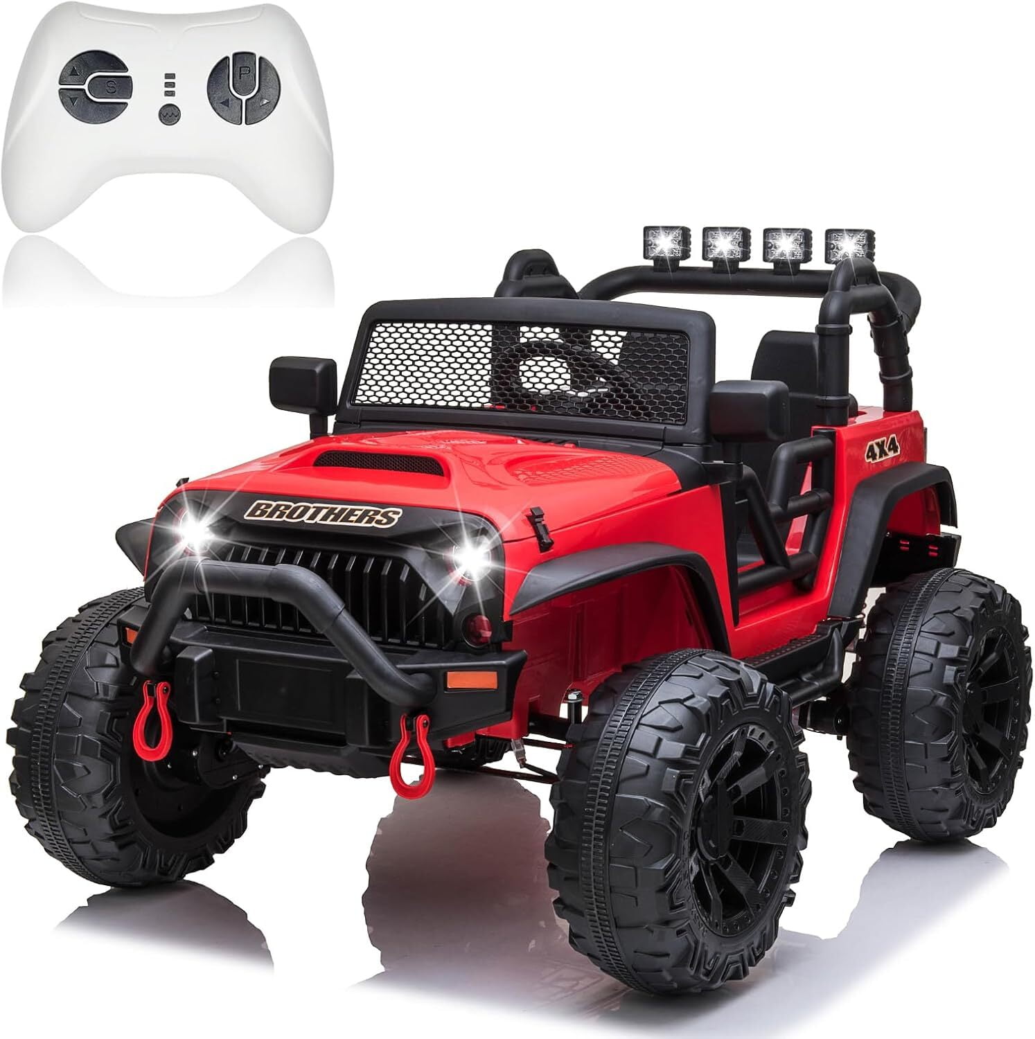 Red 24V Electric Ride-On SUV with Remote Control and LED Lights