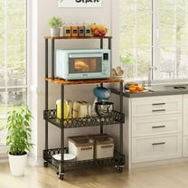 HONGLONG 4-Tier Baker's Rack 48 inch Microwave Oven Stand Shelves Kitchen Storage Organizer with Metal Wheels