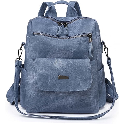 PU Leather Purse Backpack for Women, Handbag Backpack Purse Shoulder Bags Blue