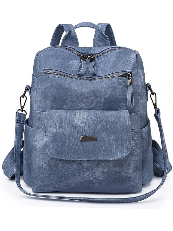 PU Leather Purse Backpack for Women, Handbag Backpack Purse Shoulder Bags Blue