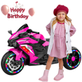 thumbnail image 1 of HONGLONG Ride on Toys 12v Battery Powered Ride on Motorcycle for Kids 3 Wheels Motorcycle with LED Lights Music Pink,Child, 1 of 11