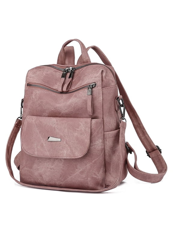 Women Backpack Purse PU Leather Fashion Design Backpack Fashion Shoulder Handbag,Pink