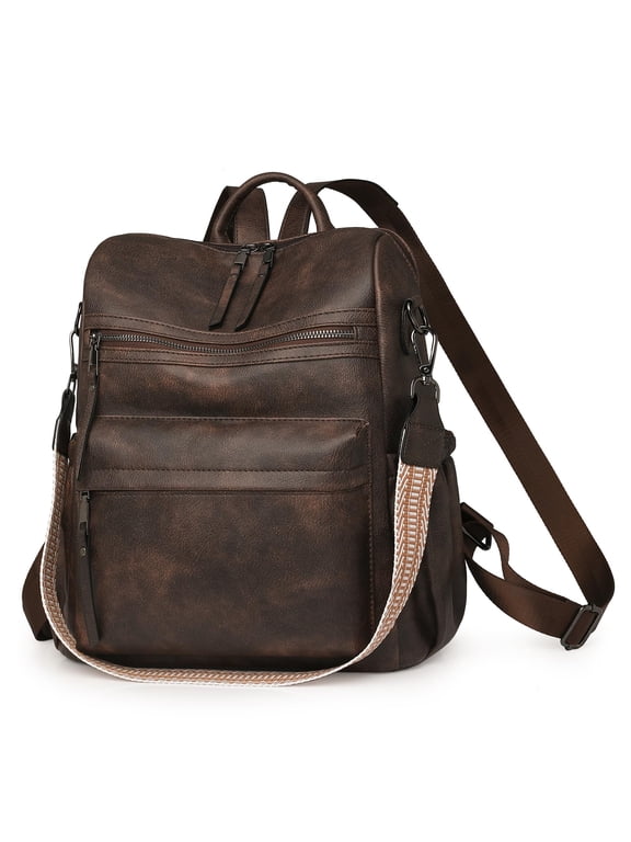 Womens Backpack Purse Leather Backpack Purse for Women Travel Fashion Backpack Designer Ladies Shoulder Bags, Coffee