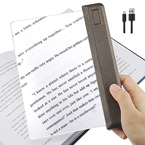 HONGUT Rechargeable Full Page Magnifier, Ultra Bright 12 LEDs Handheld Magnifying Glass with Cool/Warm White Light, Adjustable Brightness Illunimated Magnifier for Eye-Care, Reading Small Prints