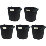 HONGVILLE 5-Pack 25 Gallons Plant Grow Bags Fabric Pots with Handles Black Color