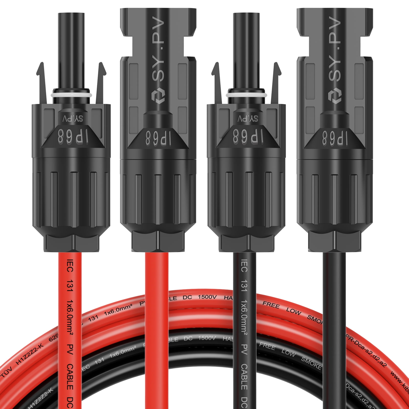 HONGZELIN 10AWG 30ft Red + 30ft Black 1 Outlet Solar Panel Extension Cord