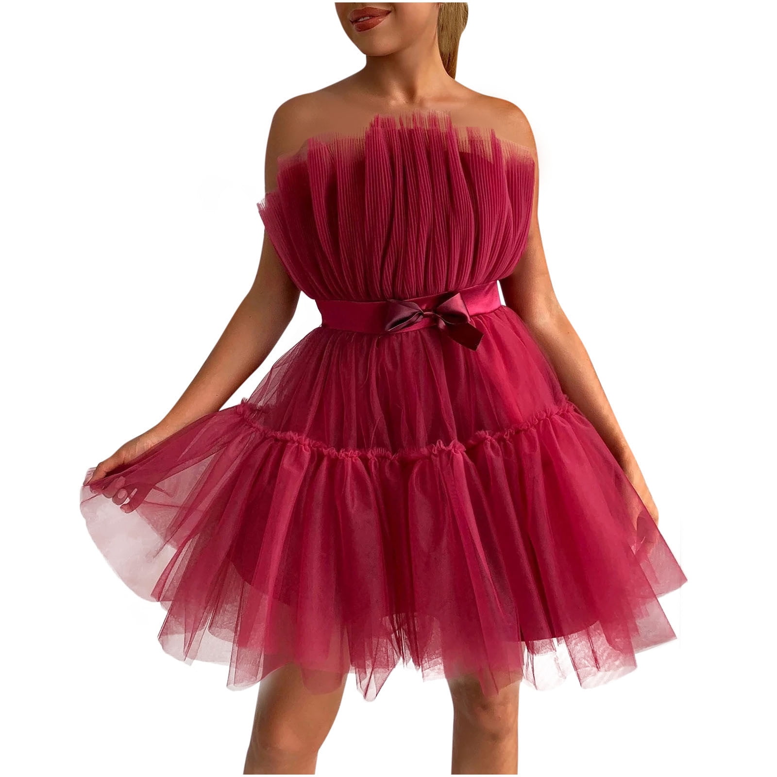 short tulle dresses for juniors Trendy Pink Plus Size Junior Short Prom Dress JTSH144