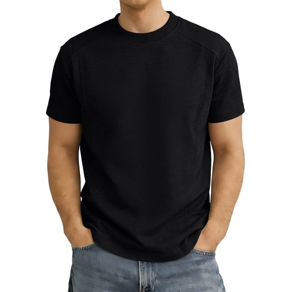 HONHUZH Mens Plus Size Summer Tops Solid T-Shirts Short Sleeve Oversized Crew Neck Unisex Casual Tee