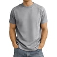 thumbnail image 1 of HONHUZH Mens Plus Size Summer Tops Solid T-Shirts Short Sleeve Oversized Crew Neck Unisex Casual Tee, 1 of 9