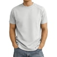 thumbnail image 1 of HONHUZH Mens Plus Size Summer Tops Solid T-Shirts Short Sleeve Oversized Crew Neck Unisex Casual Tee, 1 of 9