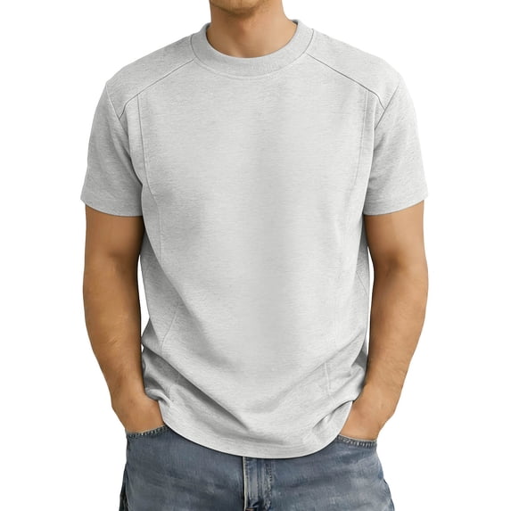 HONHUZH Mens Plus Size Summer Tops Solid T-Shirts Short Sleeve Oversized Crew Neck Unisex Casual Tee