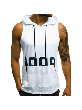 CBGELRT Men's Long Sleeve T-Shirt Men's Pocket T-Shirts Men's Gym  Bodybuilding Stringer Tank Top Workout Muscle Cut Shirt Fitness Sleeveless  Vest Tank Top White M 